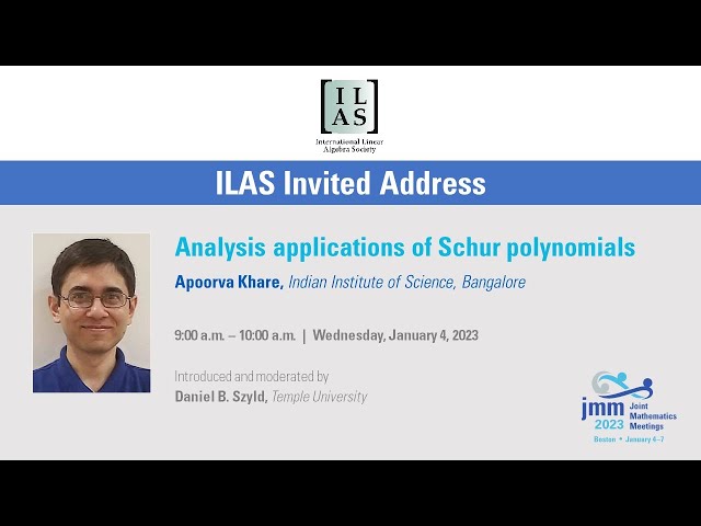 Apoorva Khare "Analysis Applications of Schur Polynomials"