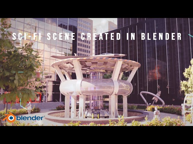 Sci-fi scene created in Blender