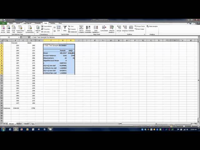 How to Use Excel-The z-Test-Two-Sample for Means Tool