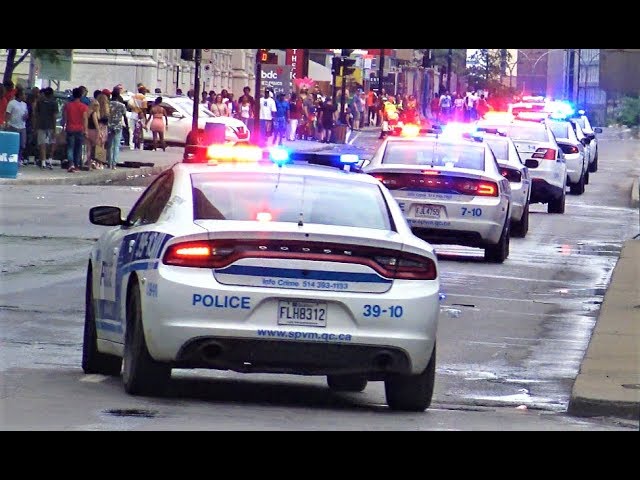 MASSIVE POLICE CONVOY! - Loads of Police cars responding Code 3 with siren in Montreal
