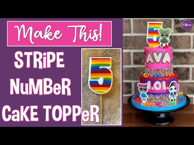 Number Cake Topper With Stripes!  ALL EDIBLE!!