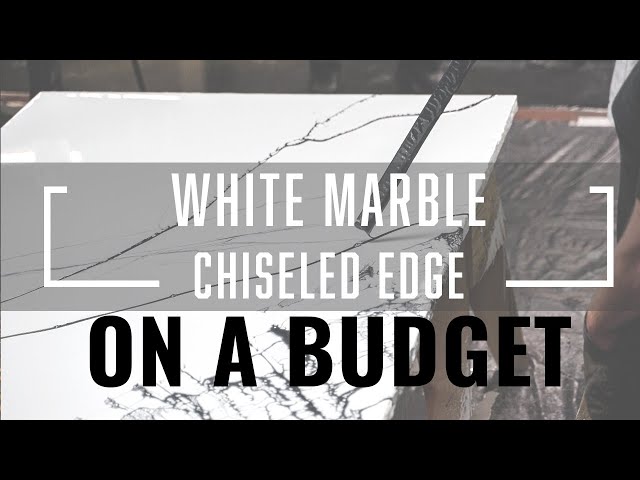 ON A BUDGET DIY | White Marble Epoxy Table with a Chiseled Edge
