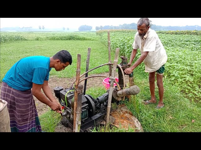 How to start a 5hp engine.Two skill farmer try to start a 5hp engine. 5hp water pump start process
