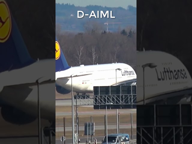 Lufthansa Airbus A380 takeoff to Los Angeles LH452 D-AIML Runway 08L Munich