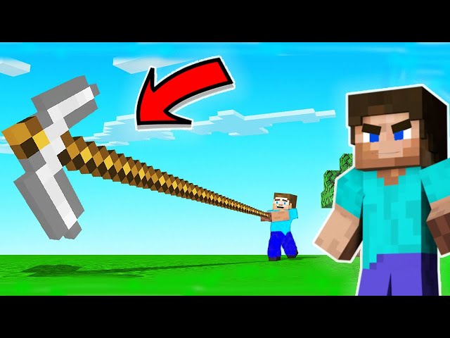 WORLD'S LONGEST PICKAXE IN MINECRAFT | FUNNY MODS | ANDREOBEE