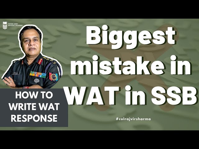 Worst mistake to make in WAT | SSB Interview | Word Association Test |