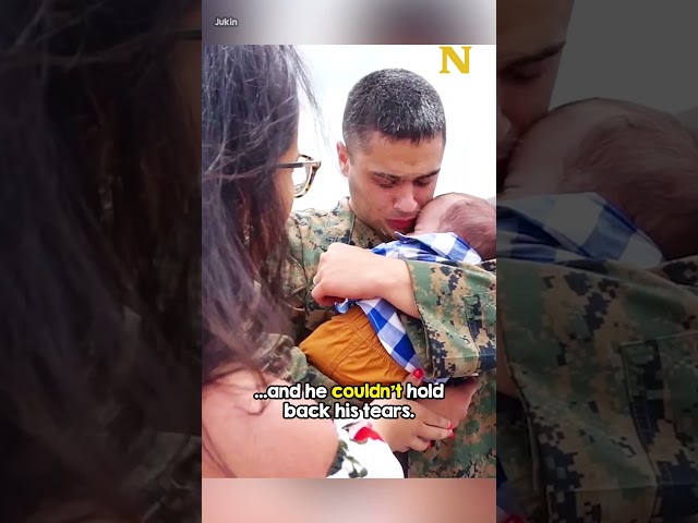Marine dad meets son for first time 🥹