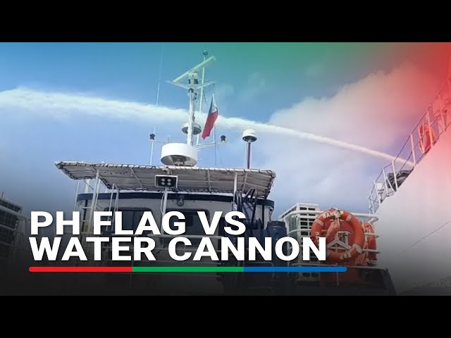 WATCH: Philippine flag takes direct hit from China water cannon | ABS-CBN News