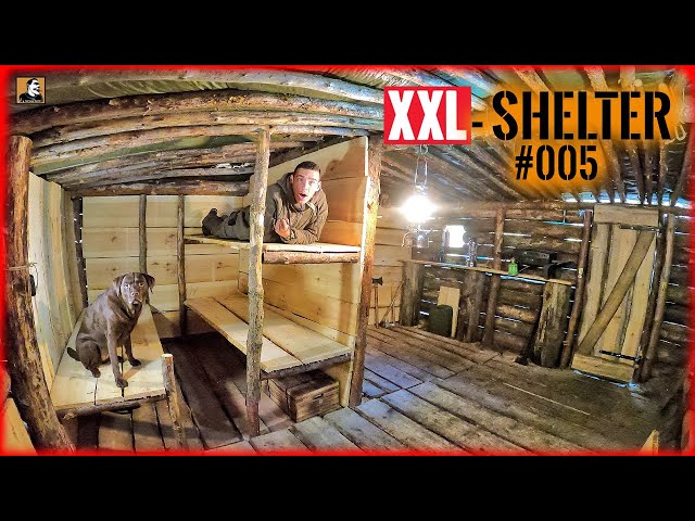 XXL SHELTER bauen #005 | 2. ETAGE? - Feuerstelle, Betten & Trennwand | Survival Mattin