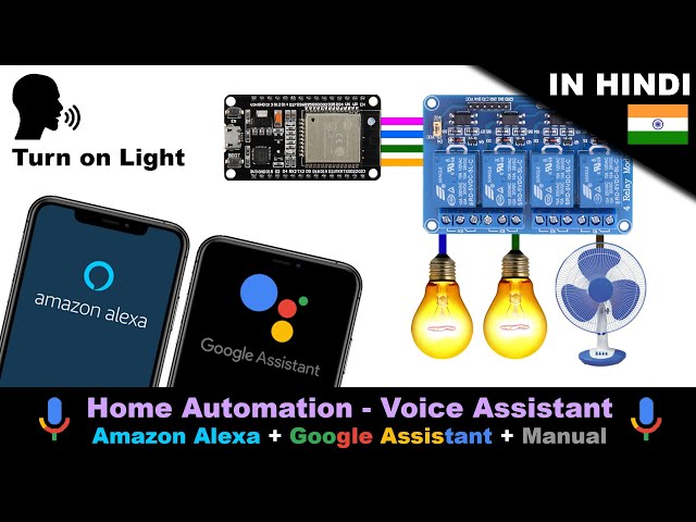 [IN HINDI] ESP32 - Google Assistant | Amazon Alexa | Manual - Home Automation IOT Project