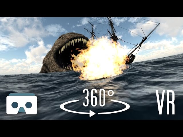 360 Virtual Reality Sea Monsters and Dragons: scary 360 3D VR video