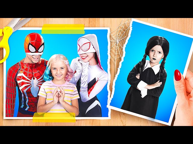 Wednesday Addams was Adopted by Superheroes! Spider-Woman and Wednesday in Jail