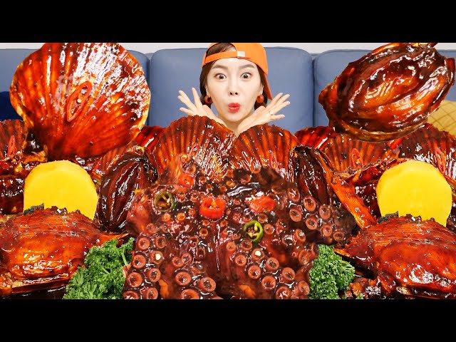 [Mukbang ASMR] Extremely Spicy Buldak 🔥 Jjajang Octopus Braised Seafood 🐙 Recipe Eatingshow Ssoyoung