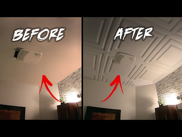 HOME RENOVATION - Start To Finish... How to Install PVC Ceiling Tiles & Repair Peeling Paint