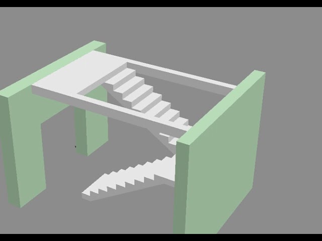 455 - 001 3D модель лестницы с площадкой на ЖБ балках
