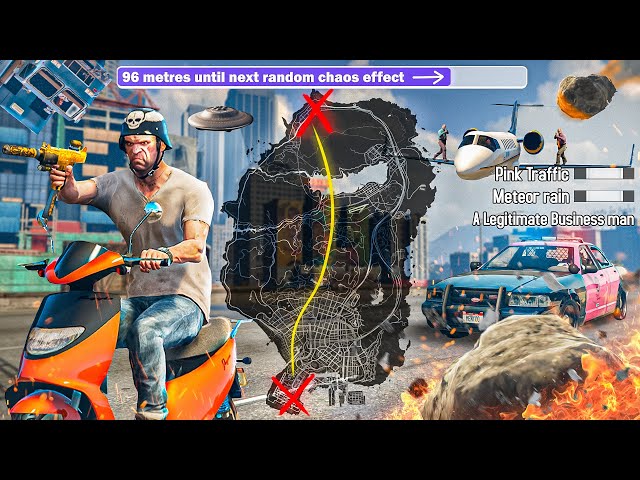 *New* Every 199 Metres Causes Random CHAOS Effect! Can I Cross GTA 5?