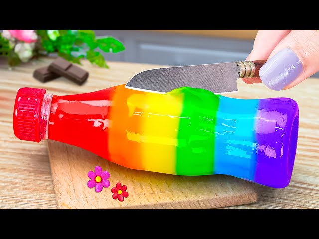 Best Rainbow Bottle Jelly 🌈 Summer Sweet Little Cake 🍰 How to make miniature cakes with fondant 🥰