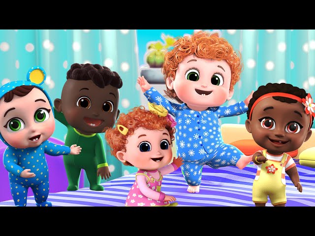 five little babies jumping on the bed | Baby songs & Rhymes - Blue Fish | 4K baby rhymes 2024
