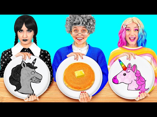 Wednesday vs Grandma Cooking Challenge Delicious Recipes by Fun Challenge