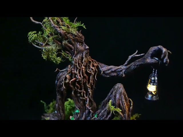 Sculpting the Original Ent, Unique forest spirit character/diorama project with LED light