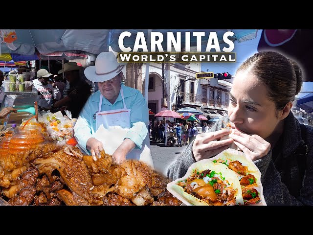 The CARNITAS Capital of the WORLD: FREE all you can eat tacos | Quiroga Michoacan, Mexico