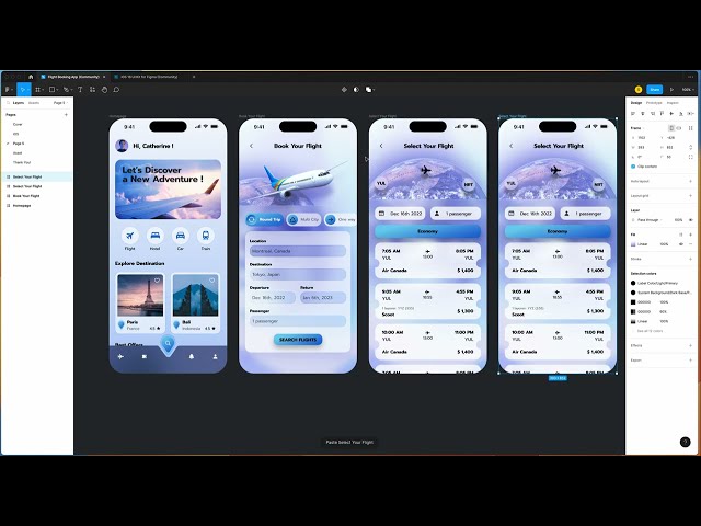 50 [UI Design Quick Apps in Figma] Flight Booking App Part 4 - Boarding Pass