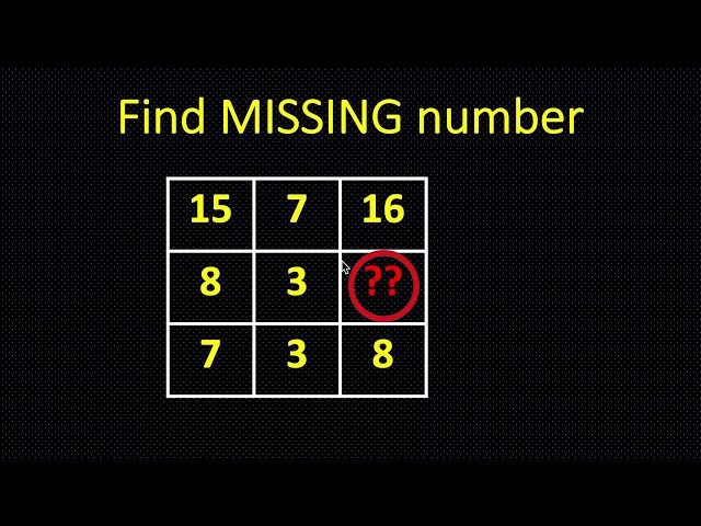 Find Missing Number in 3x3 grid | Math Puzzle | As a half-millionaire