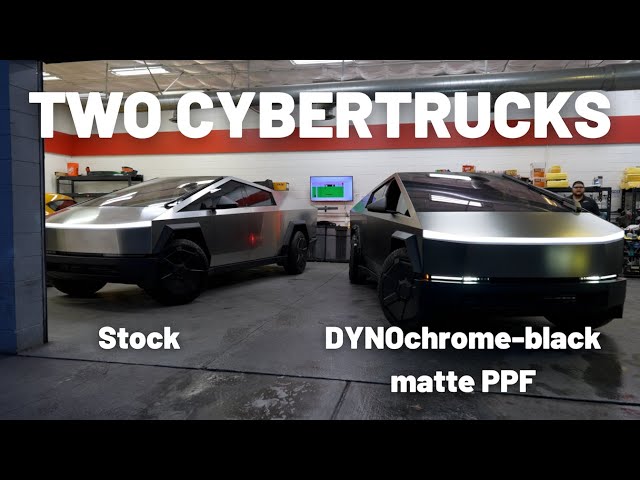 TWO Cybertruck - See Difference with PPF - STEK DYNOchrome-black matte