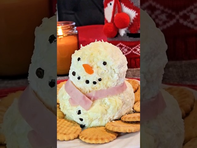Cheese snowman - an idea for a festive appetizer