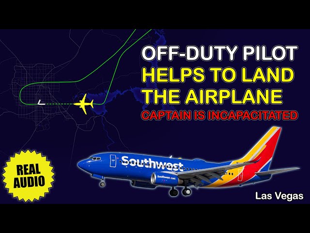 Off-duty pilot helps to land the airplane. Captain incapacitation. Southwest flight 6013. Real ATC