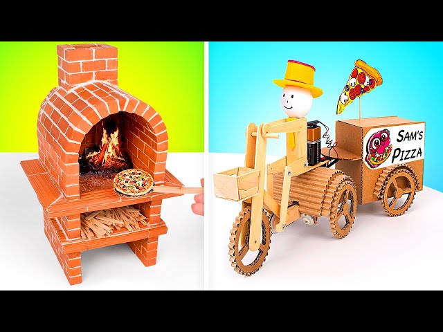Awesome Pizza Crafts For Pizza Lovers! || Mini Pizza Oven And DIY Delivery Robot