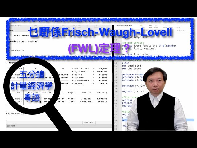 【Cantonese粵語】五分鐘計量經濟學（計量經濟學輔導）第十五集：乜嘢係Frisch-Waugh-Lovell (FWL)定理？