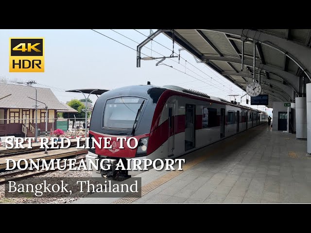 4K HDR| How to go to Don Mueang Airport by SRT Red line | Bangkok 2022| รถไฟสายสีแดงตลิ่งชันดอนเมือง