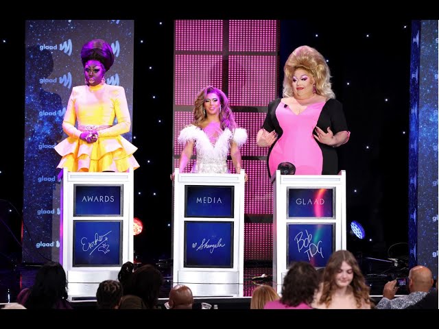 Jeopardy! champ Amy Schneider hosts Jeopardy! Drag Queen Edition at the GLAAD Media Awards