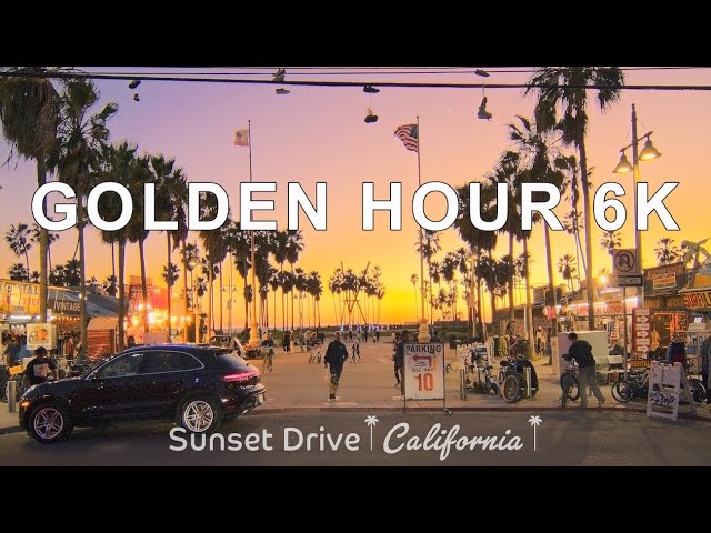 Driving Pasadena to Venice Beach Golden Hour Sunset Drive Downtown LA Santa Monica Pier Venice Beach