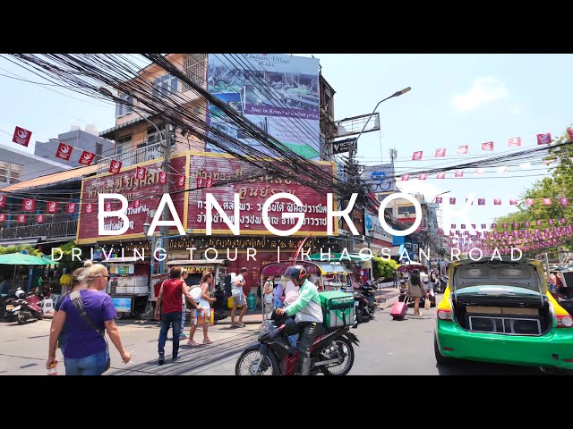 [4K] Driving in Bangkok, Thailand | Banglamphu Area (Khaosan Road & Rambuttri Rd)