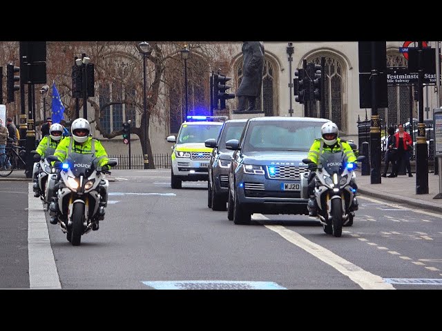 The smallest and quickest police escort for a World Leader? (British PM)