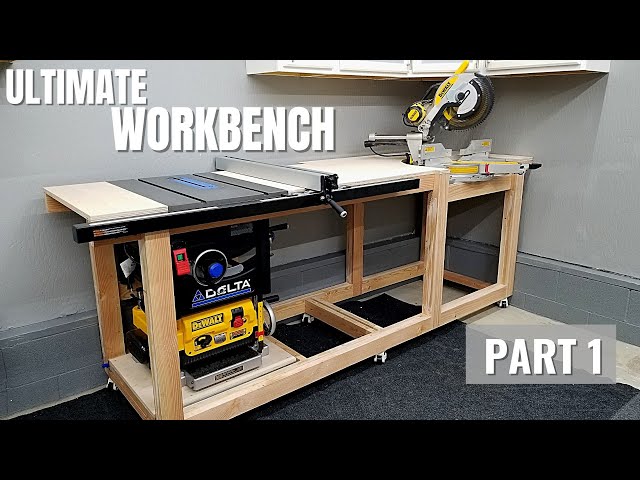 DIY Mobile Workbench & Compact Woodworking Station | Miter Saw, Table Saw, & Planer | Small Garage