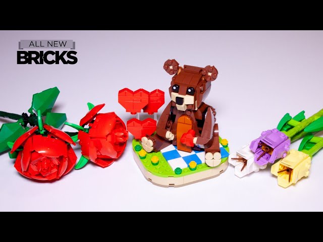 Happy Lego Valentine's Day with Rose's, Tulips, and a Bear Speed Build