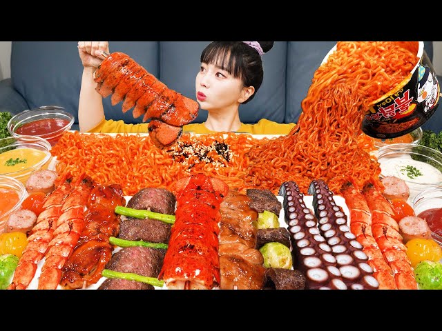 [Mukbang ASMR] Grilled skewers 🍡 Octopus lobster Korean Spicy Chicken Skewer Seafood Recipe Ssoyoung