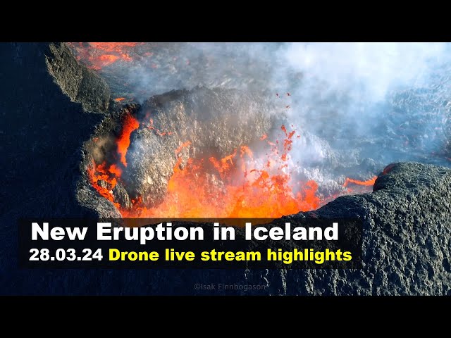 28.03.24 Drone footage from the new volcano eruption in Iceland (day 13)