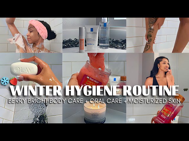 Winter Shower Routine ❄️🍓 oral care, hygiene, body care & moisturized skin to smell good all day