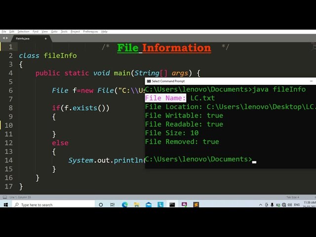 java program to display the file information | Learn Coding
