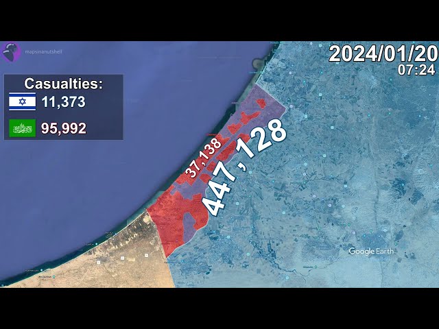 Israel-Hamas War: Every Day to March Mapped using Google Earth