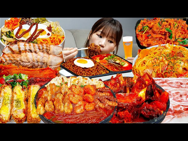 Sub)Real Mukbang- My Best Pick Cooking-Eating Videos👩🏻‍🍳 Spicy Noodles, Ttteokbokki🔥 KOREANFOOD ASMR
