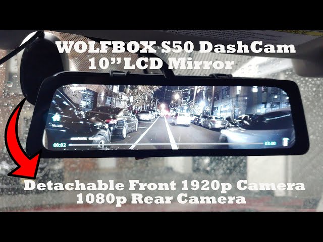 Wolfbox S50 Dash Cam with Jarvis Technology : 10" LCD Mirror with 1920P Recording