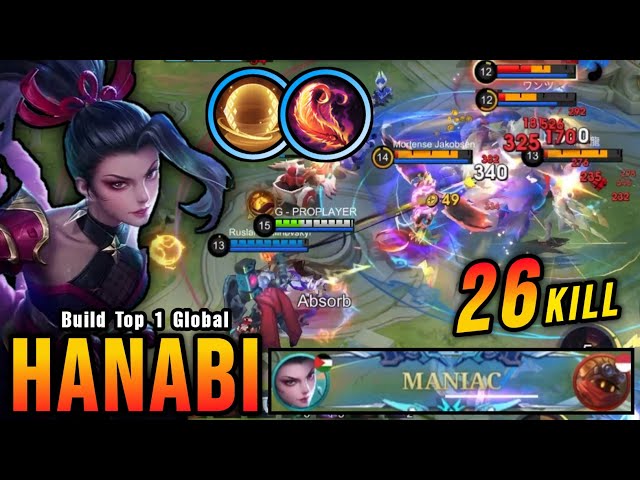 26 Kills + MANIAC! Hanabi is Unkillable Hero with Infinite Shield - Build Top 1 Global Hanabi ~ MLBB