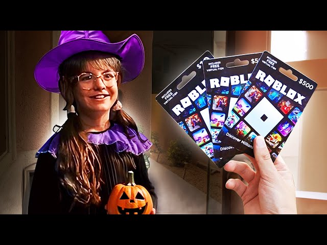 Surprising Kids with $500 of Robux For Halloween!