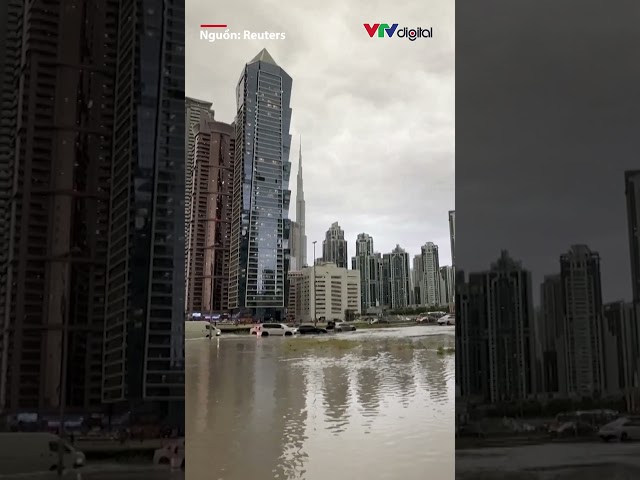 Ô tô, máy bay chìm trong "biển nước" do mưa lũ bất thường tại Dubai, UAE #dubai #uae | VTV24
