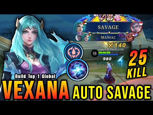 SAVAGE + 25 Kills!! Monster Midlane Vexana Insane LifeSteal - Build Top 1 Global Vexana ~ MLBB